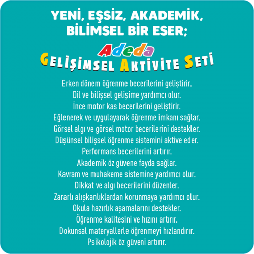Adeda Gelişimsel Aktivite Seti 4-7 Yaş Adeda Gelişimsel Aktivite Seti 4-7 Yaş